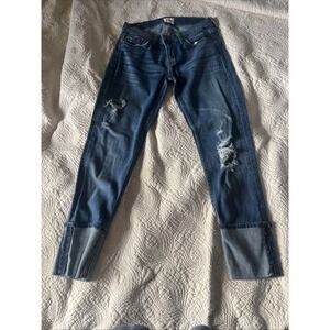 Hudson Jeans Muse Size 26 Distressed Skinny 5" Cuff Women's‎ Medium Wash